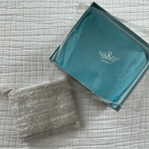 Princess Diana  Elegant White Beaded Silk Pouch